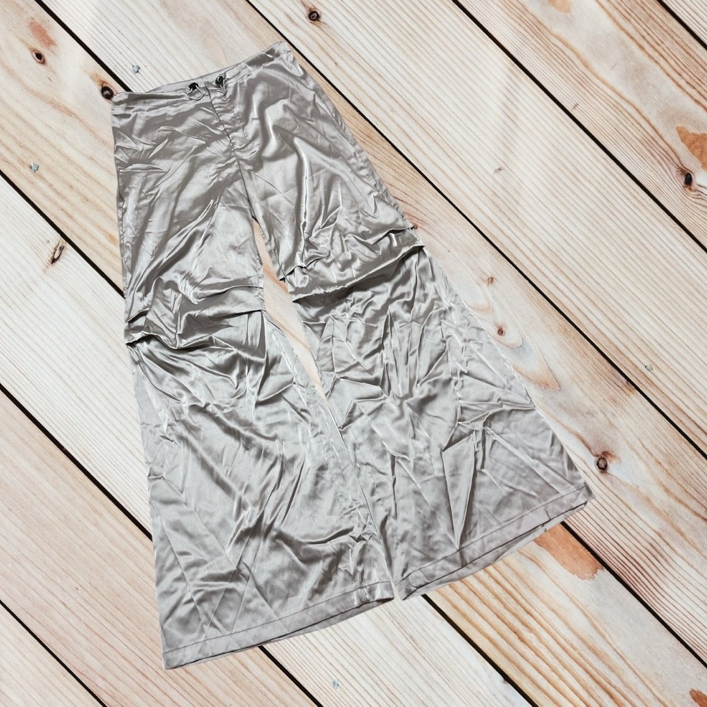 NWT Commense XS grey oversized satin wide leg pants - Picture 2 of 12
